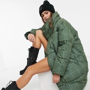 Missguided Olive Quilted Puffer Jacket